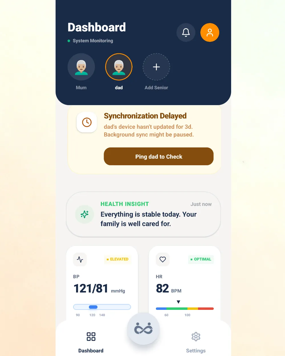 ElderMate Dashboard and SOS Interaction